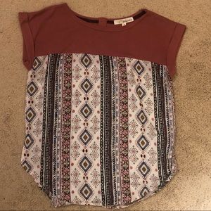 Half Pattern T-Shirt Blouse
